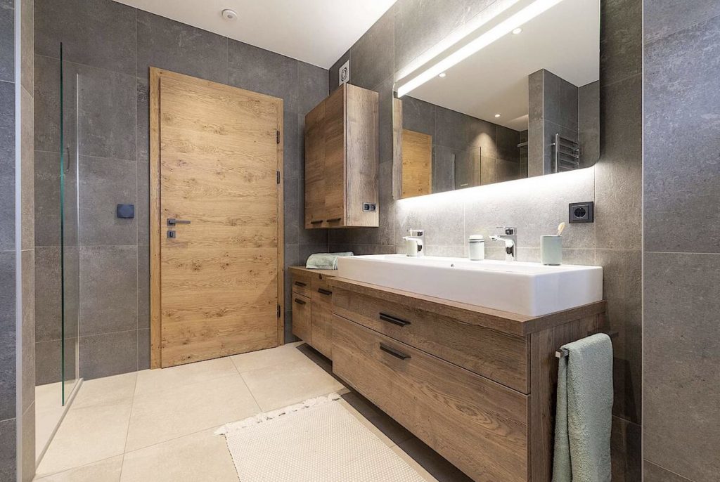 Badezimmer des Bungalows Elegance 128 - Musterhauspark Haid